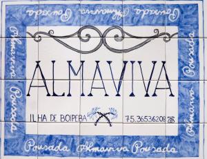 a tile with the name alma on it at Pousada Almaviva in Ilha de Boipeba