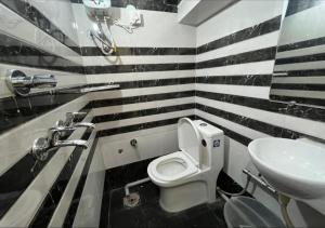 a bathroom with a white toilet and a sink at Hotel Star Inn in Amritsar