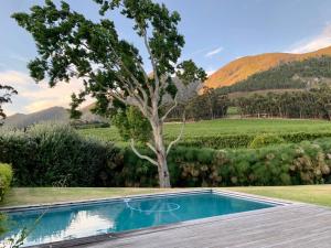 a swimming pool in a yard with a tree at VILLA DE LUC Ultimate Country Privacy in Franschhoek