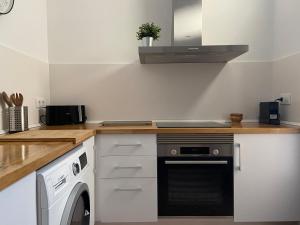 a kitchen with a stove and a dishwasher at CASA DEL DELTA in Sant Jaume d'Enveja