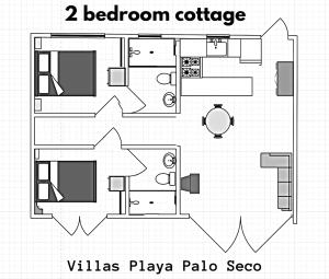 planta de una habitación en blanco y negro en Villas Playa Palo Seco, en Parrita