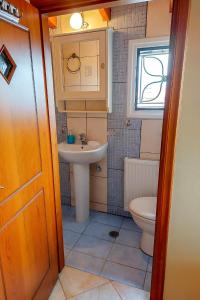 a small bathroom with a sink and a toilet at En Zar Ξυλόκαστρο in Áno Kamárion