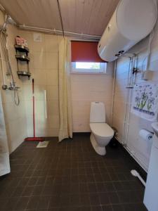 a bathroom with a toilet and a window at Mamma maja in Haapsalu