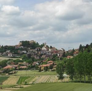 une ville au sommet d'une colline avec des maisons dans l'établissement Oasi del Monferrato - appartamento rosso, à Mombercelli