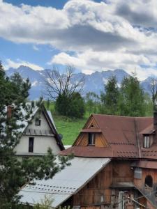a group of houses with mountains in the background at Apartamenty u Gabi in Poronin