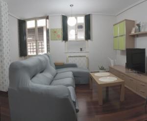 - un salon avec un canapé et une télévision dans l'établissement A estrenar!, à Bilbao