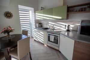 Virtuvė arba virtuvėlė apgyvendinimo įstaigoje Apartamentai PELĖDŲ ATOSTOGOMS