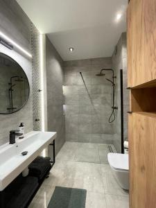 A bathroom at Ukiel Park Green Apartament