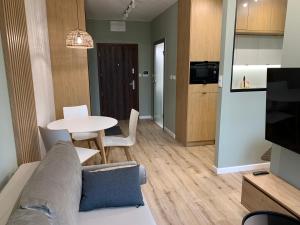 Kuchyň nebo kuchyňský kout v ubytování Ukiel Park Green Apartament