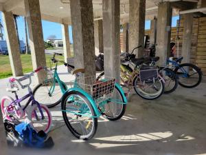 a group of bikes parked in front of a building at Las Casitas on Magnolia Beach - Casita B in Port Lavaca