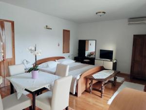 巴什卡沃達的住宿－House Topic，卧室配有一张床和一张桌子及椅子