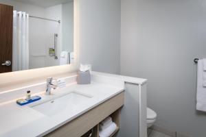 a bathroom with a sink, toilet and mirror at Holiday Inn Express & Suites - Bend South, an IHG Hotel in Bend