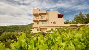 una casa en la cima de una colina con vegetación verde en Apartments Gonies - Afroditi, en Goníai