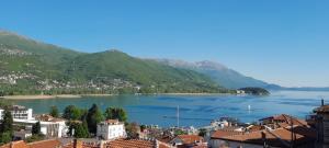 a view of a large body of water with mountains at Villa Bella in Ohrid +29 photos