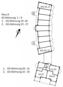 ein Diagramm einer Leiter an einem Gebäude in der Unterkunft Zinnowitz Residenz Sanssouci in Zinnowitz