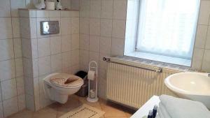 a bathroom with a toilet and a sink at Rügen Fewo 31 in Göhren