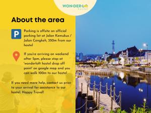 a flyer for a hotel with a picture of a river at Wonderloft Hostel Kota Tua in Jakarta