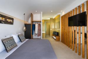 TV a/nebo společenská místnost v ubytování Alizea Villas & Suites
