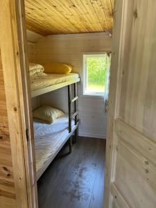 a small room with two bunk beds in a cabin at Ylserod Camping in Strömstad