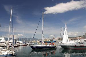 a group of boats docked in a harbor at Sweet Loft Apartment (White) in Rijeka center in Rijeka