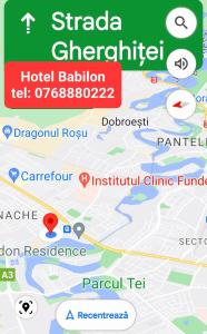un mapa del hotel babylon en Pakistán en Hotel Babilon, en Bucarest