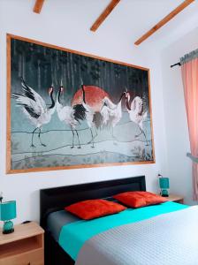 Postel nebo postele na pokoji v ubytování Jasień 77 B