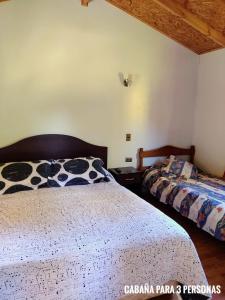 a bedroom with two beds in a room at Cabañas Villangel Licanray in Licán Ray