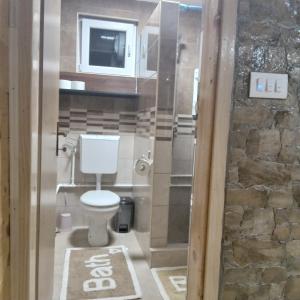 Elle comprend une petite salle de bains pourvue de toilettes. dans l'établissement Apartments Avramovic - Bungalow, à Žabljak