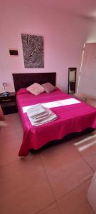 a bedroom with a pink bed with a pink blanket at TU REFUGIO - Alquiler Temporario in Santiago del Estero