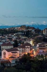 una città con edifici e montagne sullo sfondo di Guesthouse Kiko a Sighnaghi
