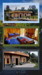 two pictures of a house with beds in it at Hotel Agrowisata Kopeng Gunungsari in Kopeng