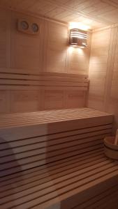 a sauna with a light on top of it at Salina Premium Residences Volos in Volos