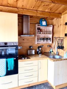 Dapur atau dapur kecil di The Postage Stamp Cabin