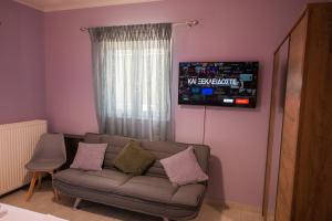 TV a/nebo společenská místnost v ubytování KOUROUTA VILLAS