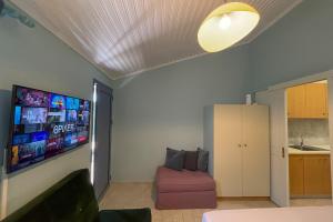 TV a/nebo společenská místnost v ubytování KOUROUTA VILLAS