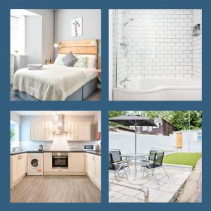 a collage of pictures of a bedroom and a bathroom at Wow, what a space, check this out! in Swansea