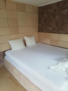 a large white bed with two pillows in a room at Guest House Ivy in Ravda