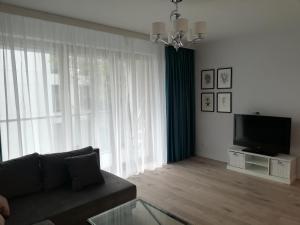 Televízia a/alebo spoločenská miestnosť v ubytovaní Apartament Dolny Sopot