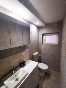 a bathroom with a sink and a toilet at Apartma Veneziano in Koper