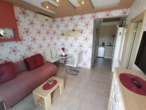 a living room with a couch and a table at Vila Jadranka Apartments in Herceg-Novi