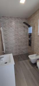a bathroom with a sink and a tub and a toilet at Olhar Sobre o Alva - Turismo Rural e Sabores in São Sebastião da Feira +31 photos