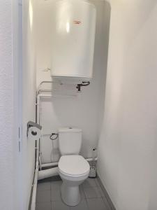 a small bathroom with a toilet and a paper dispenser at Confortable appartement pour 4 personnes proche de la plage in Valras-Plage
