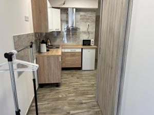 Kuchyň nebo kuchyňský kout v ubytování Rajczi Apartman