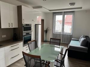 Kuchyň nebo kuchyňský kout v ubytování Rajczi Apartman