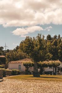 a tree in front of a white house at Moinho d'Antoninha in Leomil