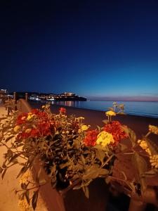 un ramo de flores en la playa por la noche en B&B Casa vacanze Cilentami, en Prignano Cilento