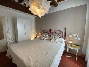 een slaapkamer met een bed en een kroonluchter bij Cactus Suite in Pisa