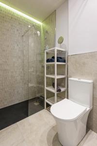 uma casa de banho com um WC e um chuveiro em Charming Loft A em Málaga