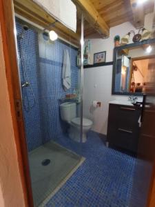 特倫普的住宿－Hort de la Font，带淋浴、卫生间和盥洗盆的浴室