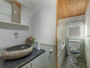 ein Badezimmer mit einem Steinwaschbecken und einem WC in der Unterkunft Oaks One in Morpeth + 28 Fotos